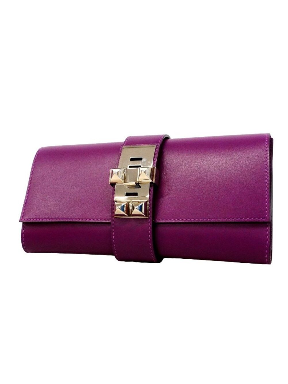 Hermes Clutch Pochette Medor Tadelakt Violet Silver